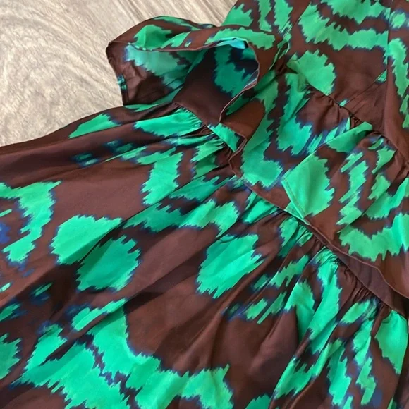 Ulla Johnson Green and Brown Patterned Dress - Picture 11 of 13